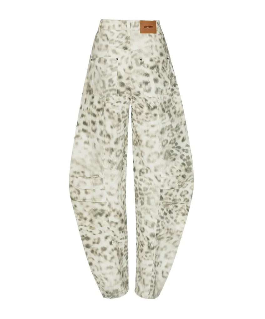 Rotate Printed Denim Cargo Pants