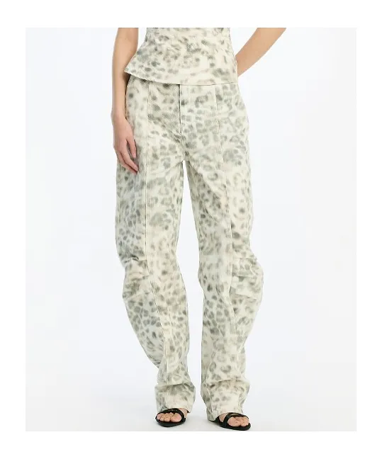 Rotate Printed Denim Cargo Pants