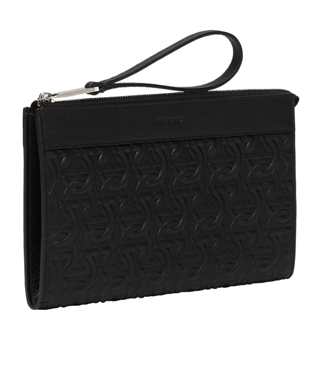 Ferragamo Embossed Zip Toiletry Bag