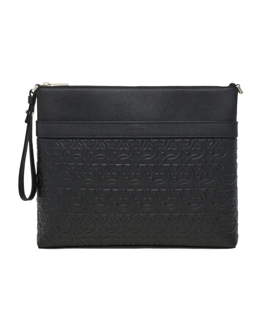 Ferragamo Gancini Embossed Messenger Bag