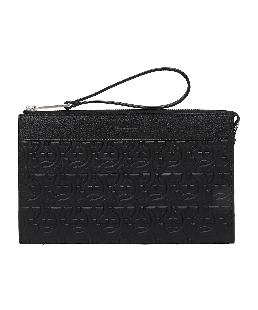 Ferragamo Embossed Zip Toiletry Bag