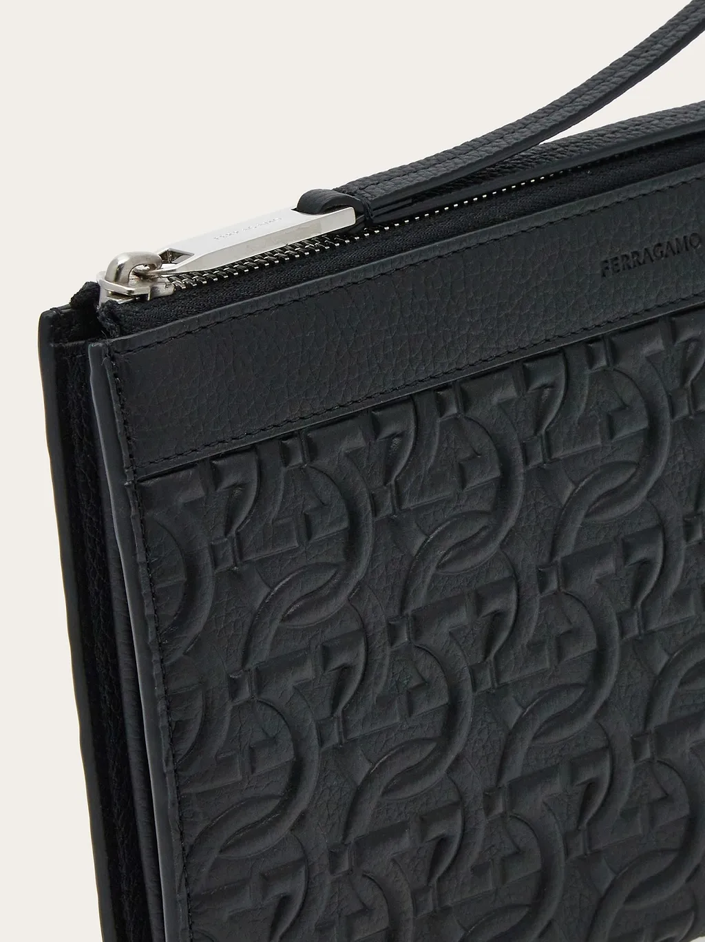 Ferragamo Embossed Zip Toiletry Bag