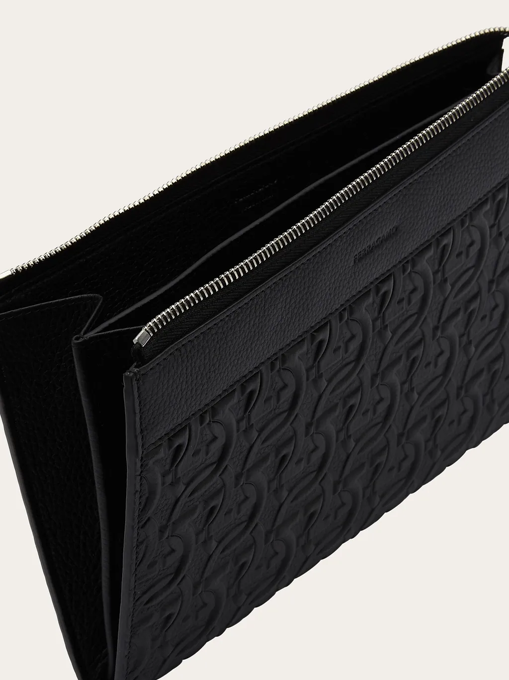 Ferragamo Embossed Zip Toiletry Bag