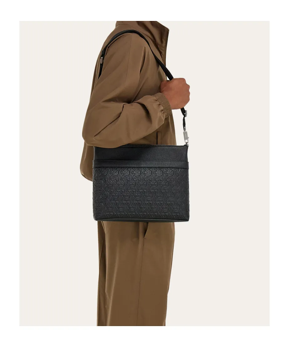 Ferragamo Gancini Embossed Messenger Bag