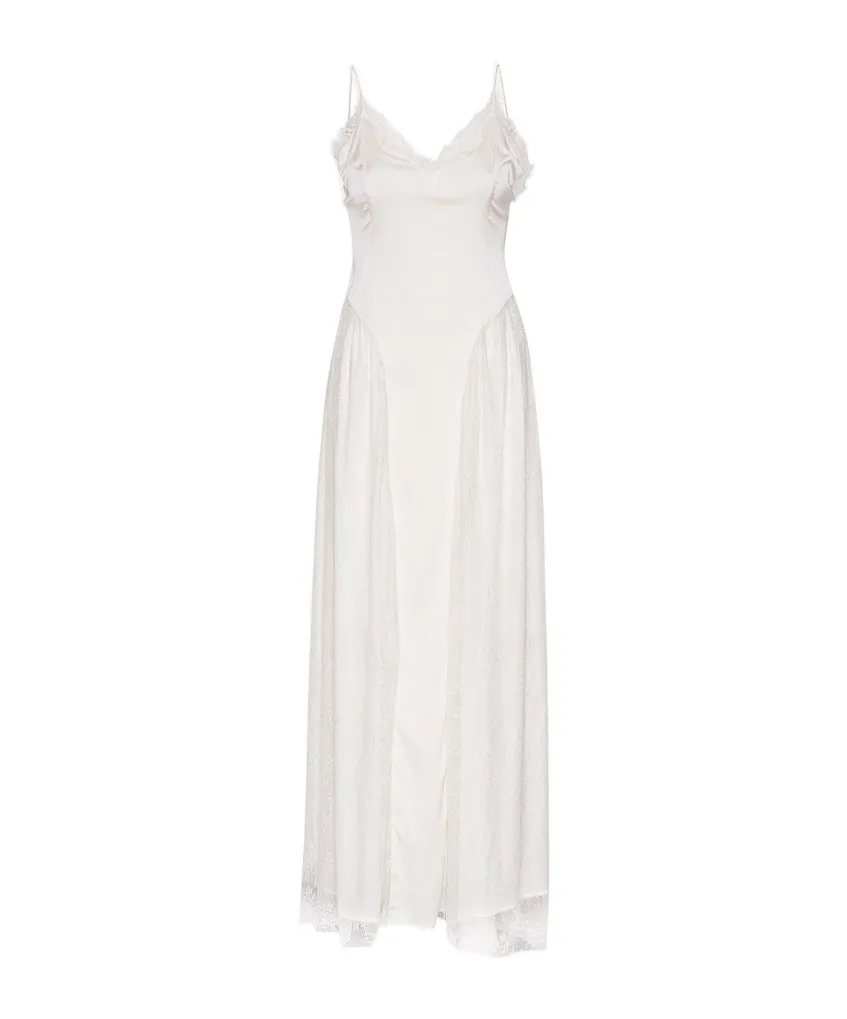 Rotate Satin Lace Maxi Dress