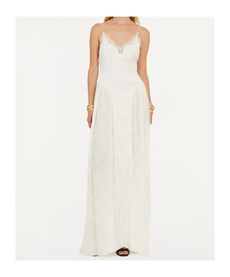 Rotate Satin Lace Maxi Dress