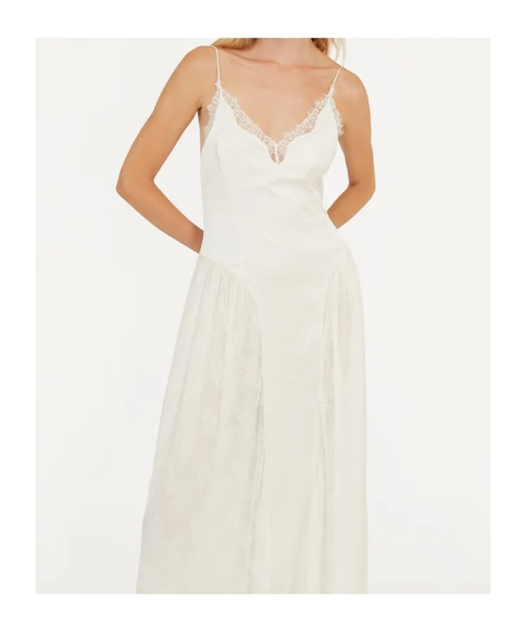 Rotate Satin Lace Maxi Dress