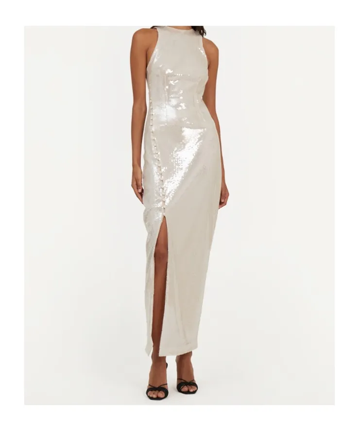 Rotate Sequin Buttoned Dress