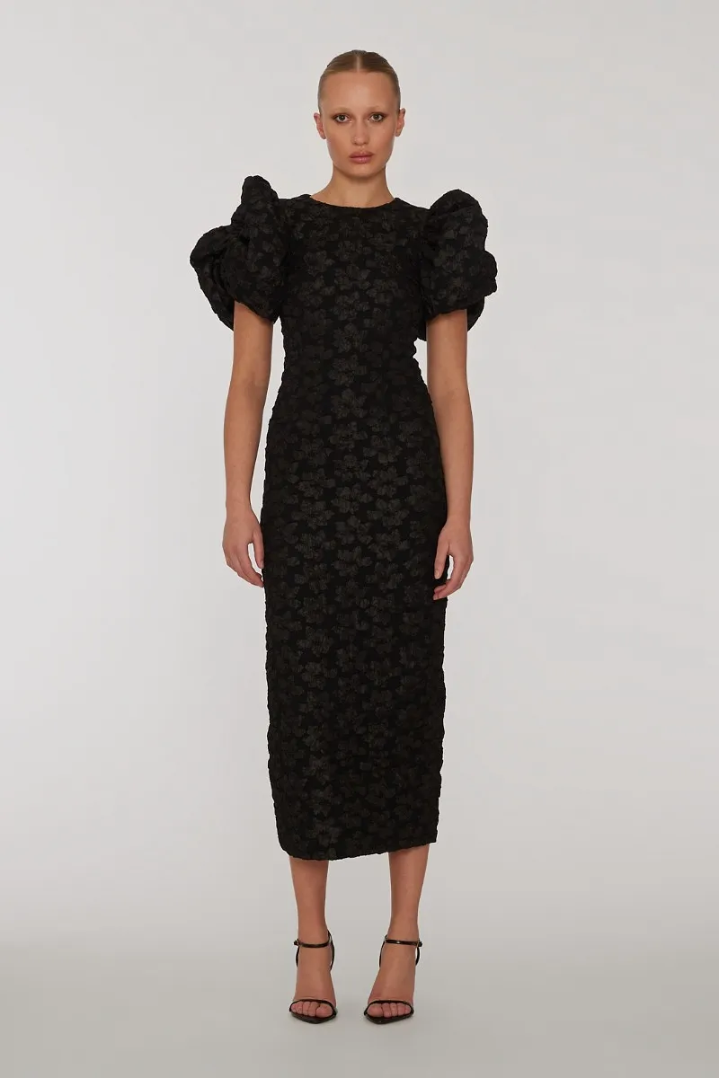 Rotate Ruby Jacquard Crewneck Midi Dress