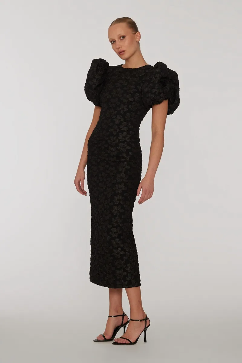 Rotate Ruby Jacquard Crewneck Midi Dress