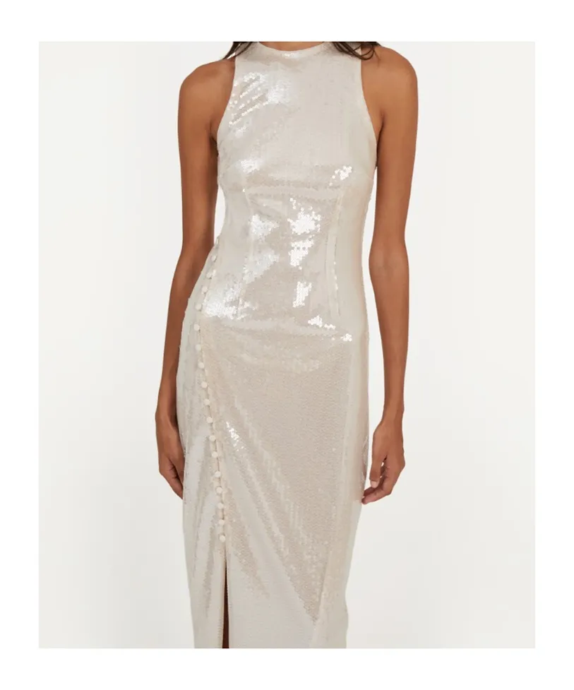 Rotate Sequin Buttoned Dress