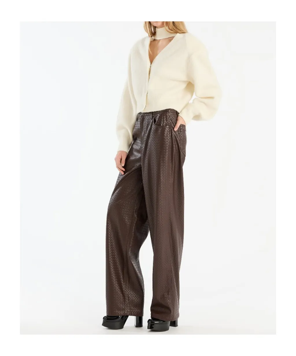 Rotate Scarf-Neck Buttoned Cardigan