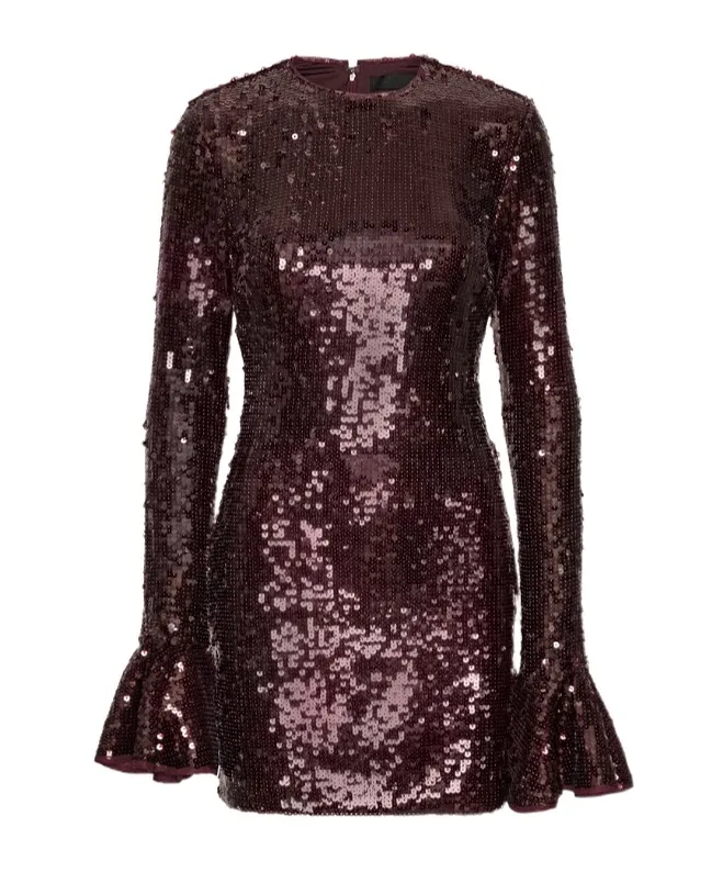 Rotate Sequined Flared-Cuff Dress