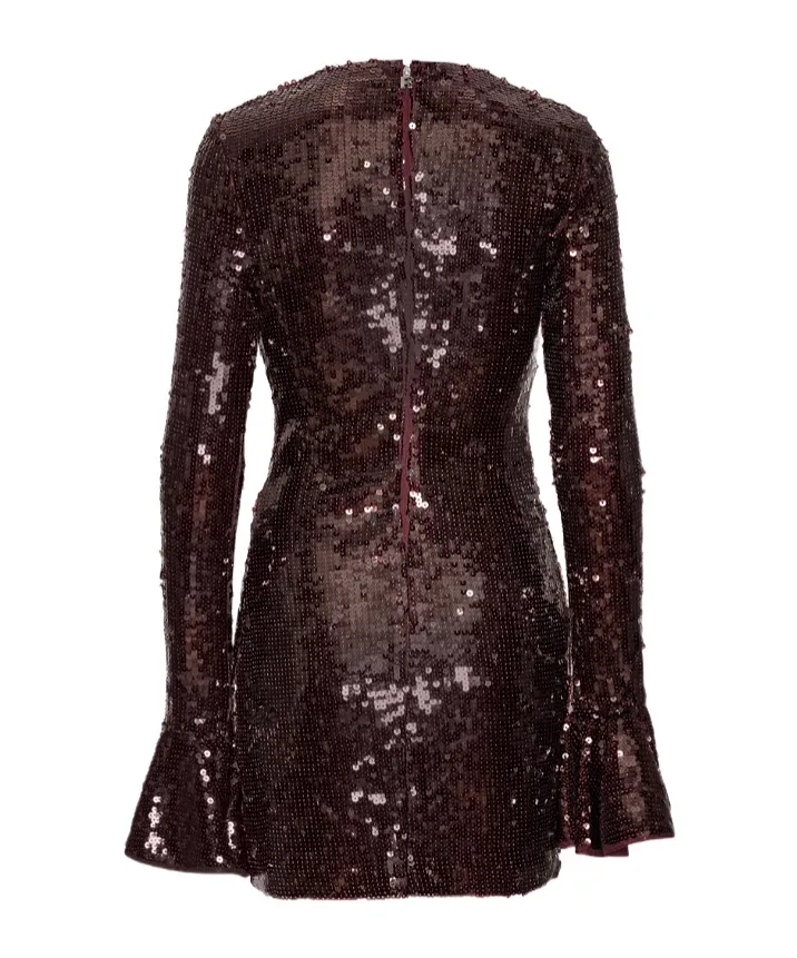 Rotate Sequined Flared-Cuff Dress