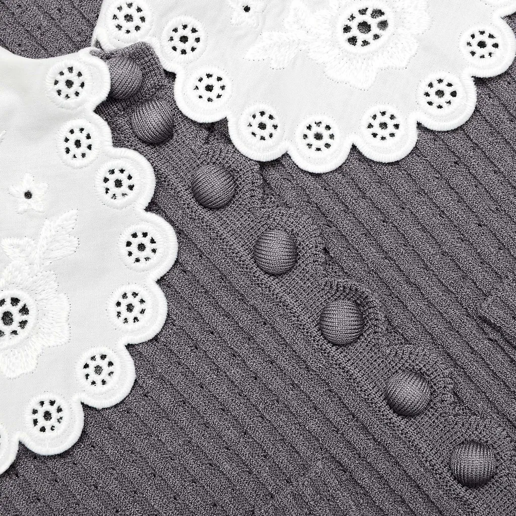 Self-Portrait Lace Collar Knitted Top