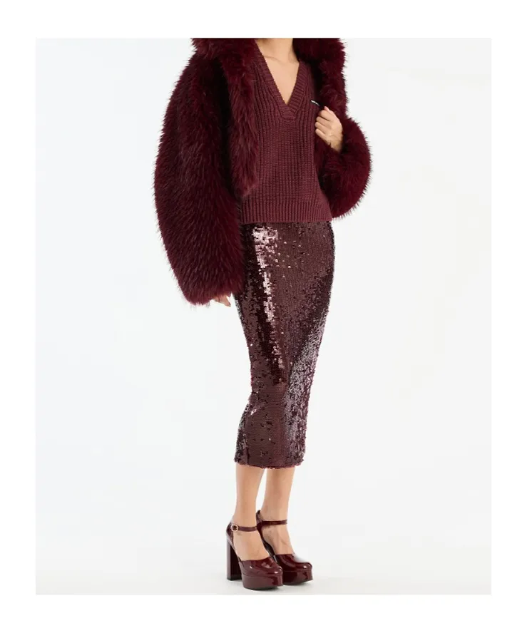 Rotate Sequins Pencil Skirt