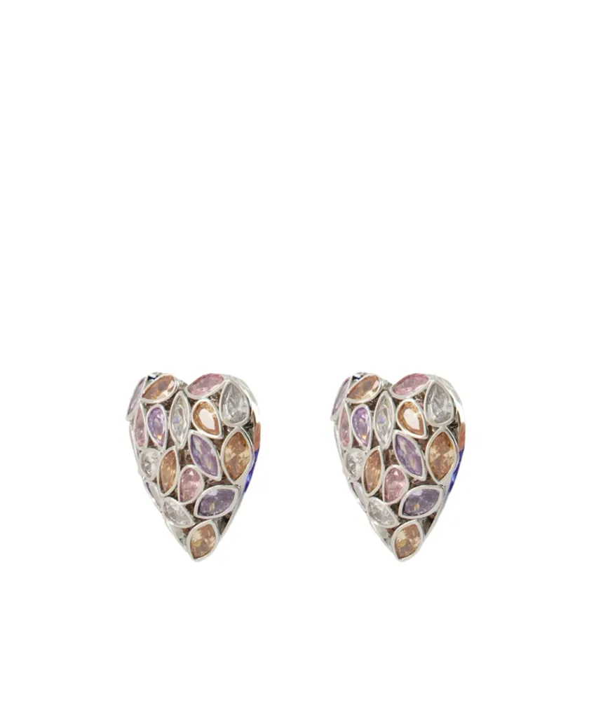 Self-Portrait Multi Embellished Heart Earrings