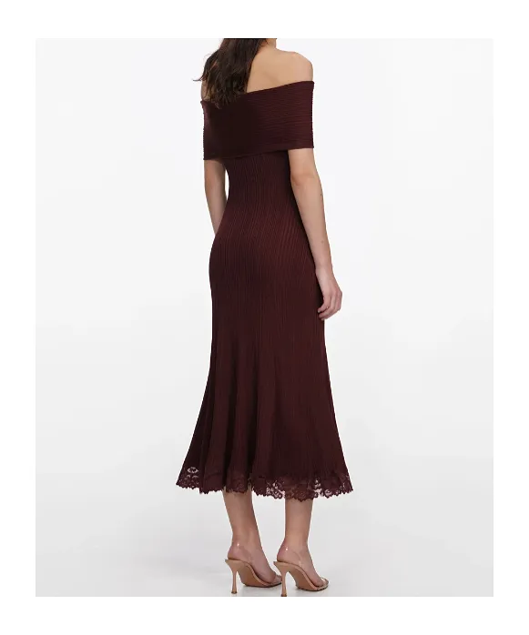 Self-Portrait Off-Shoulder Lace-Insert Dress