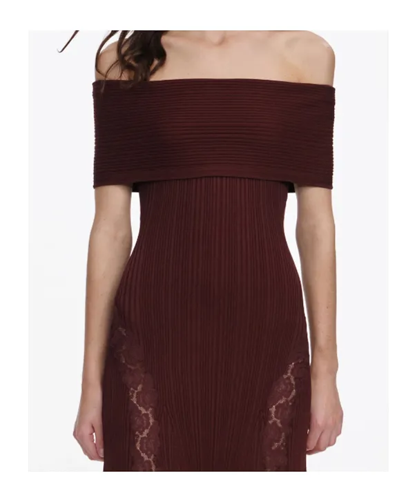 Self-Portrait Off-Shoulder Lace-Insert Dress