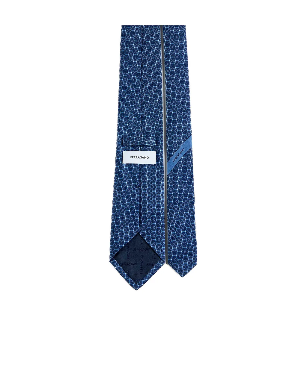 Gancini Horsebit-Print Tie
