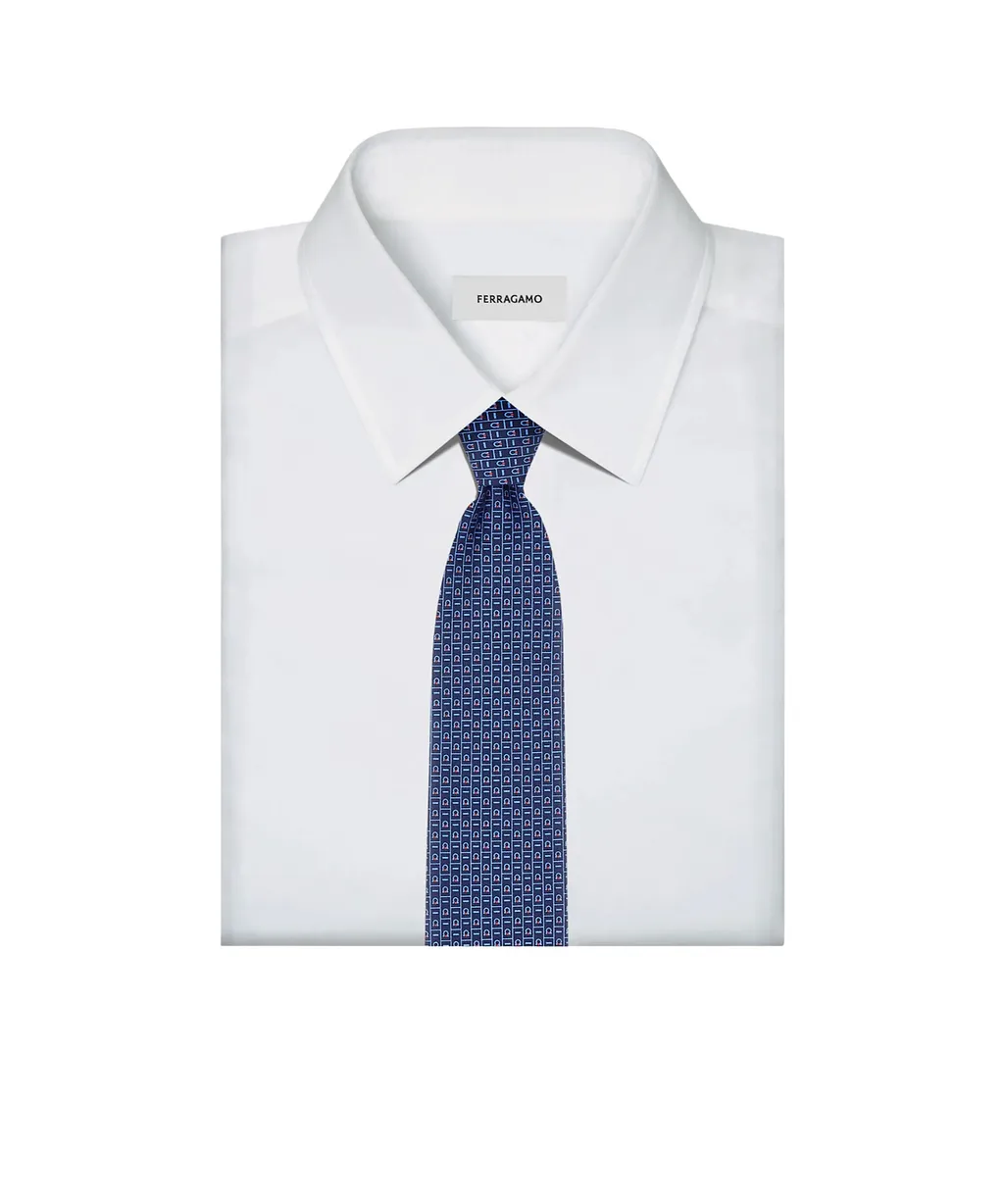 Gancini Monogram Printed Tie