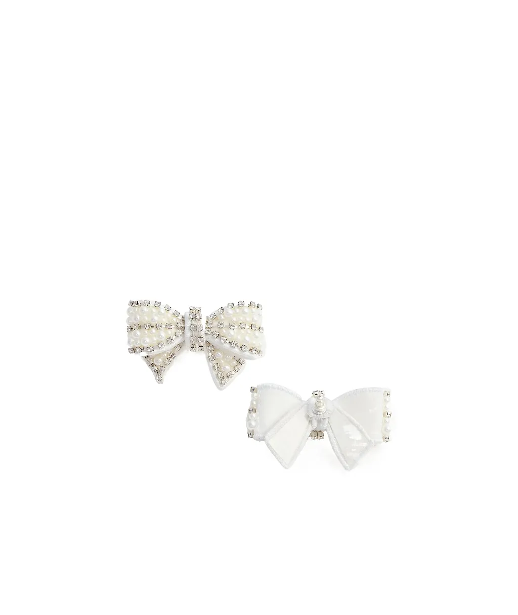 Self-Portrait Embellished Satin Bow Earrings