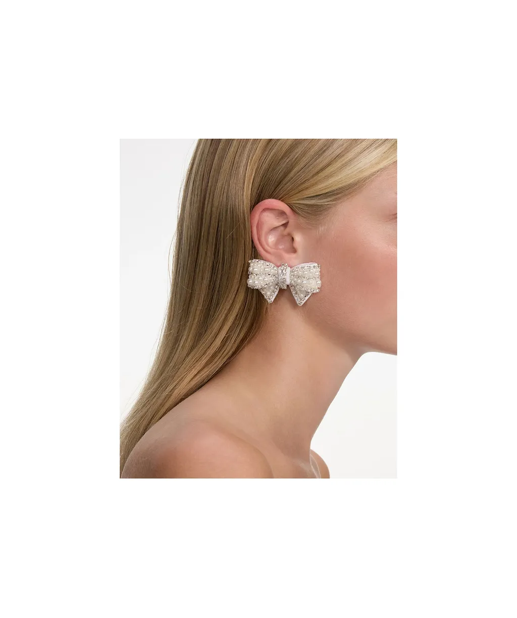 Self-Portrait Embellished Satin Bow Earrings