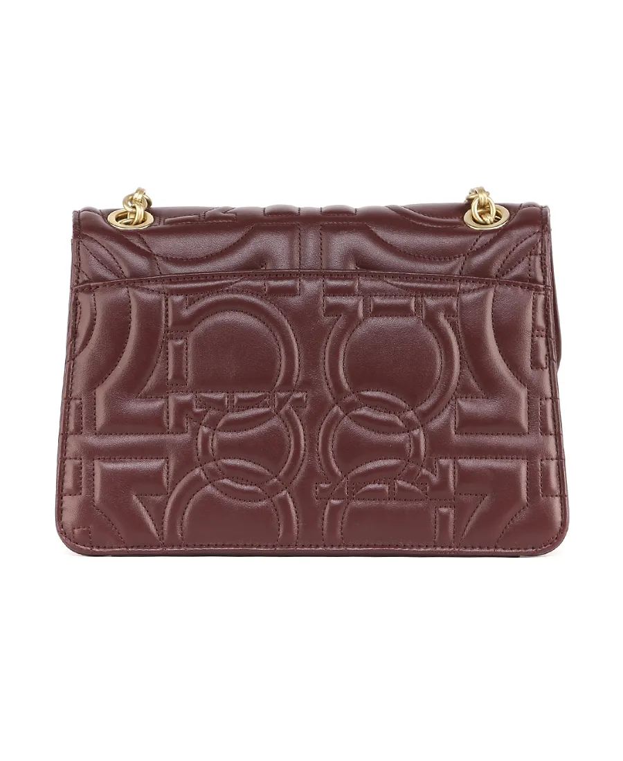 Large Gancini Logo Embossed Shoulder Bag