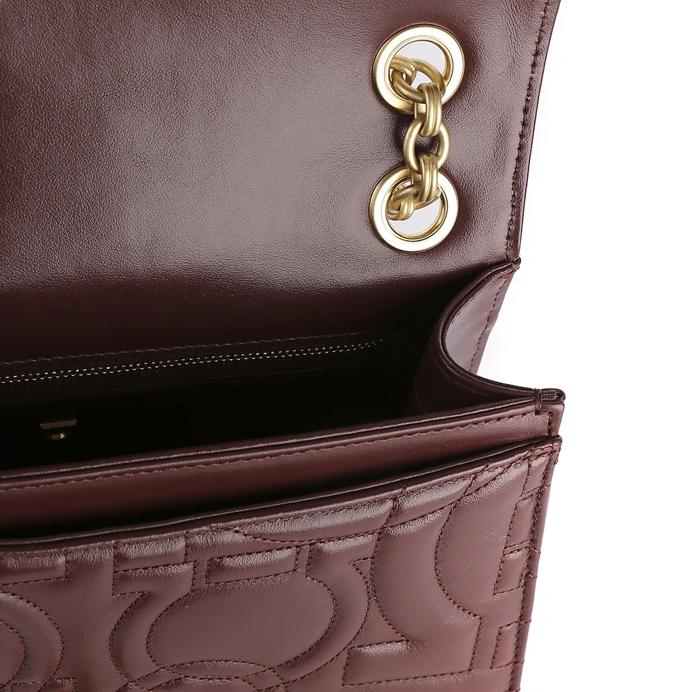 Large Gancini Logo Embossed Shoulder Bag