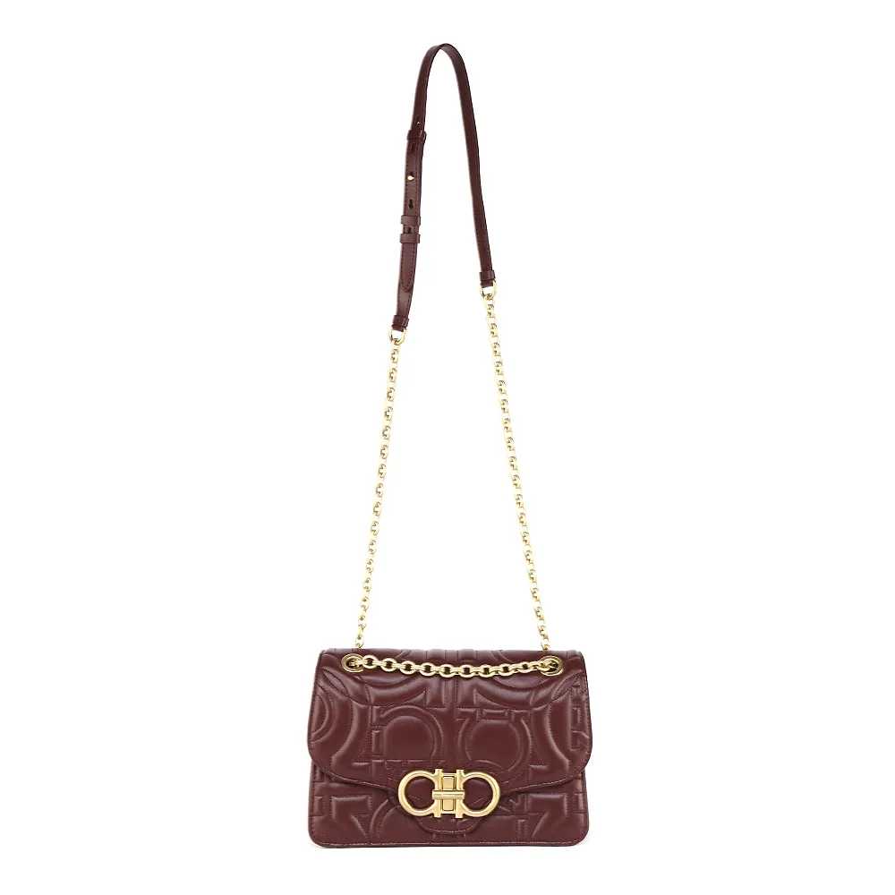 Large Gancini Logo Embossed Shoulder Bag