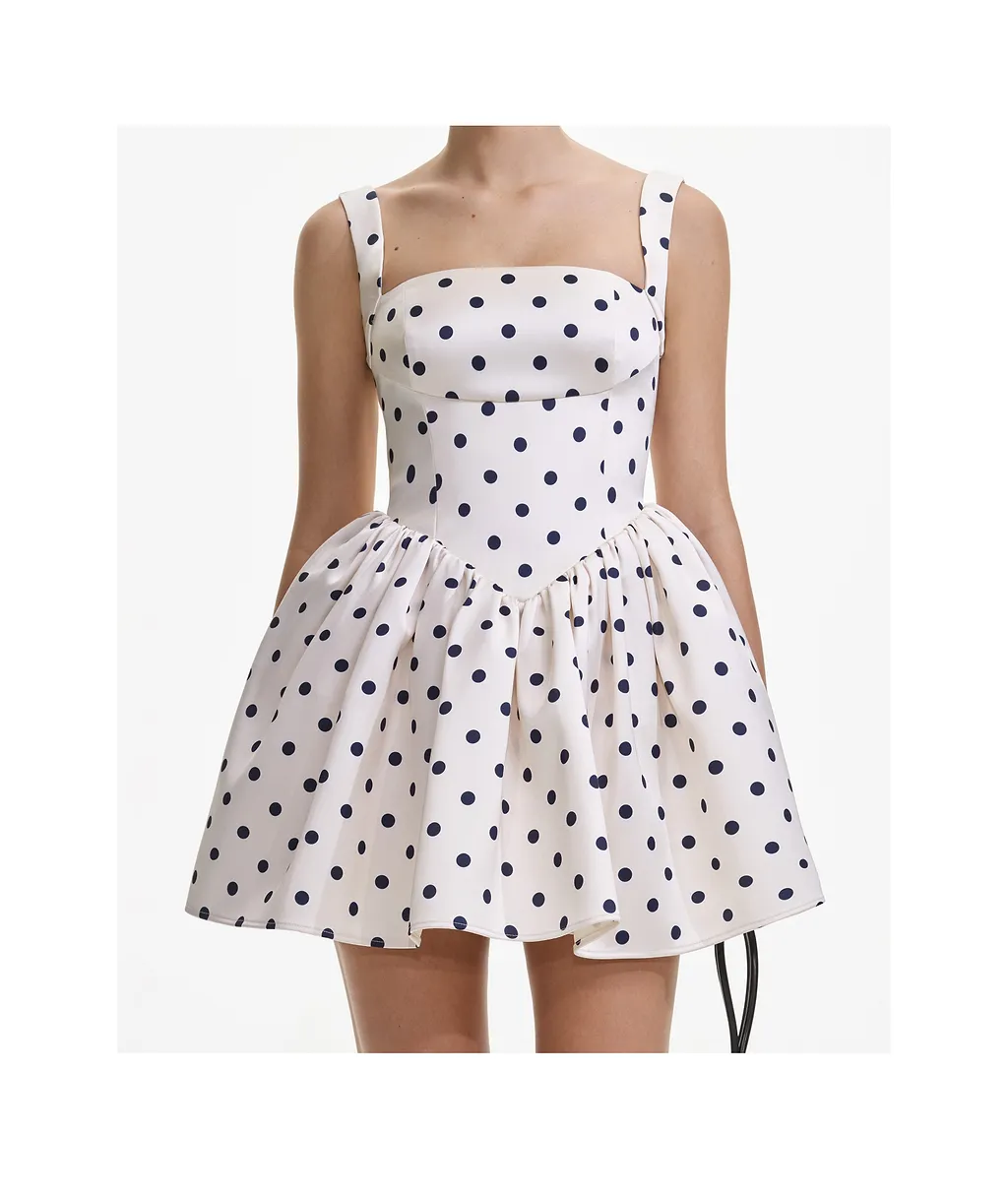 Self-Portrait Polka Dot Satin Mini Dress
