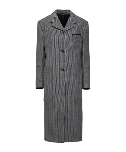 Long-Sleeved Houndstooth Coat