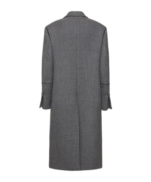Long-Sleeved Houndstooth Coat
