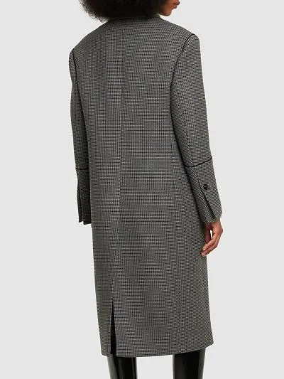 Long-Sleeved Houndstooth Coat