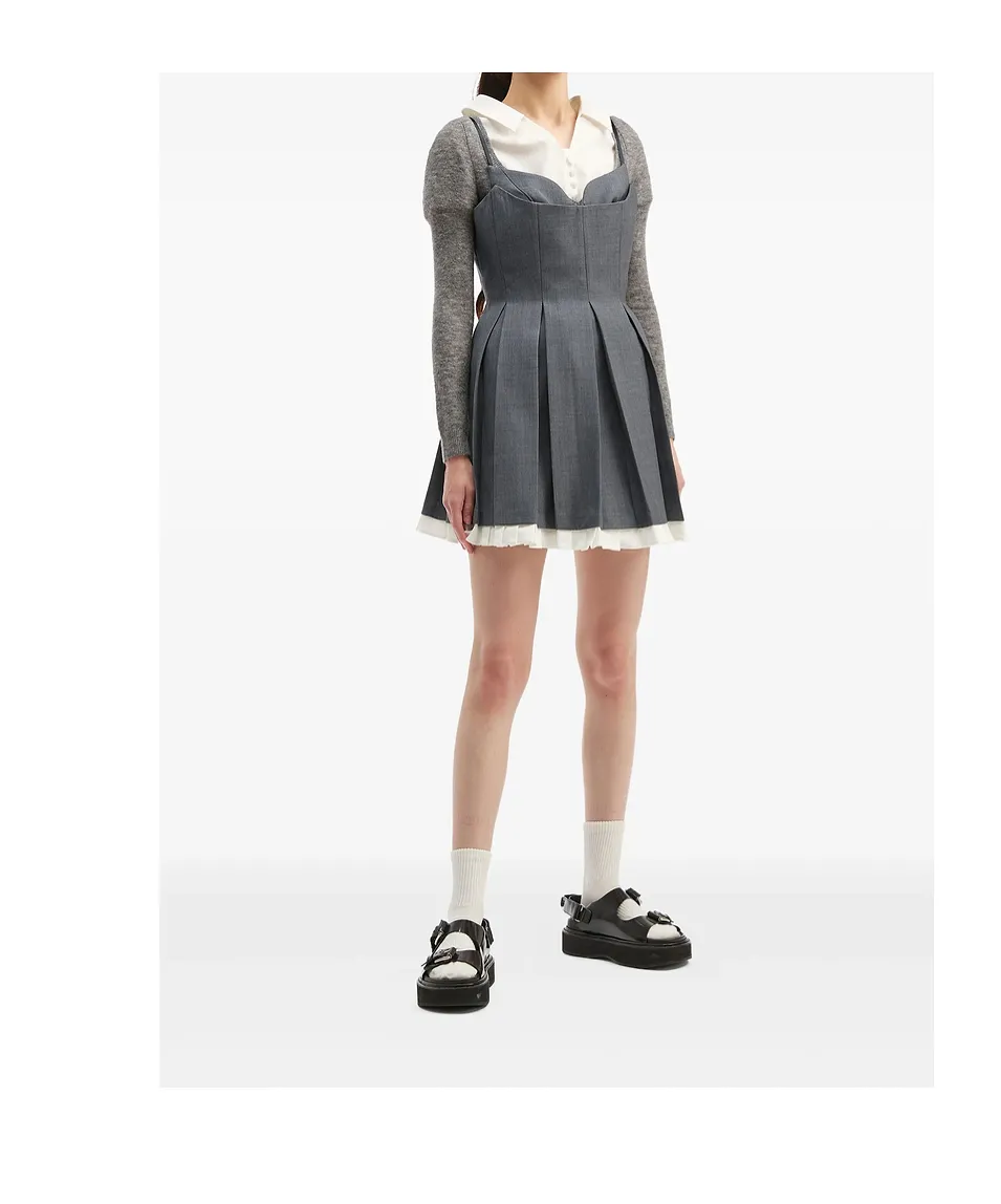 Shushu/Tong Pleated Sweetheart Dress