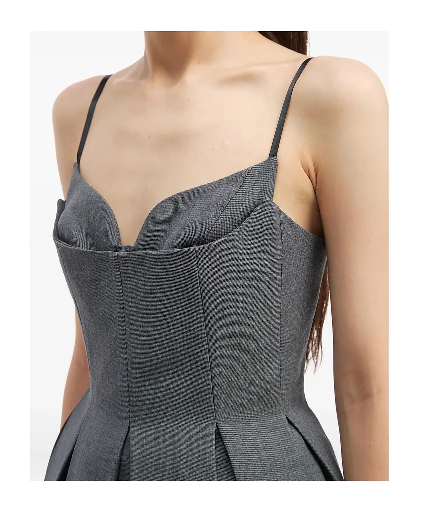 Shushu/Tong Pleated Sweetheart Dress