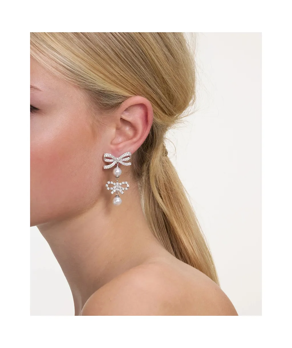 Self-Portrait Double Bow Pearl Earrings