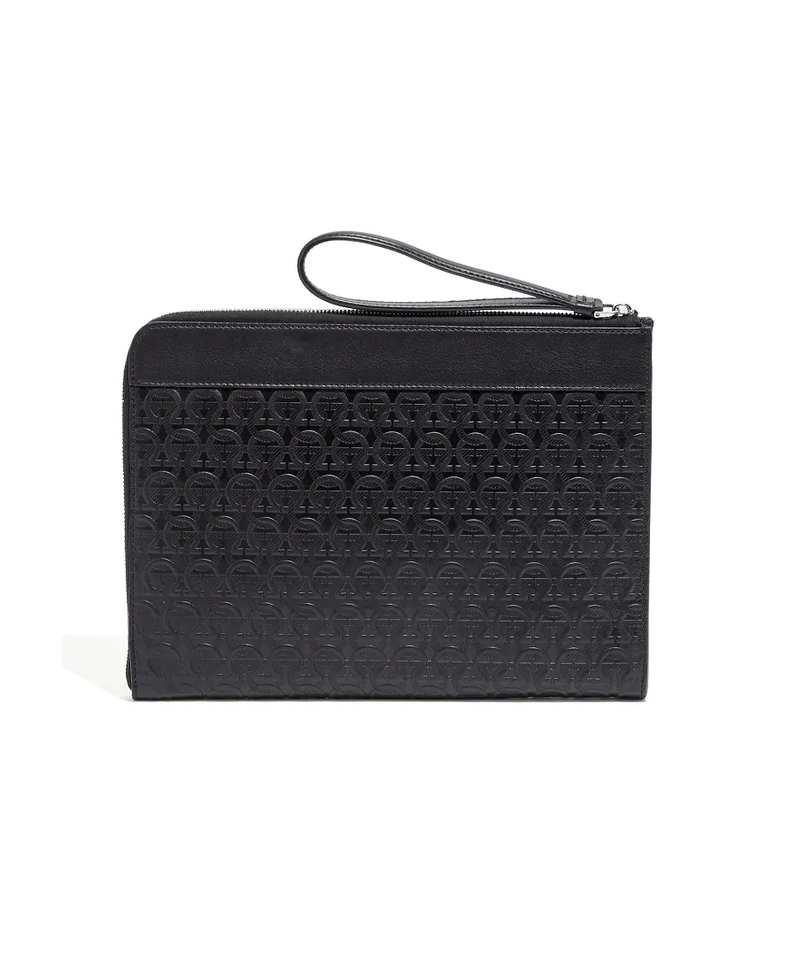 Ferragamo Gancini Embossed Zip-Up Clutch Bag
