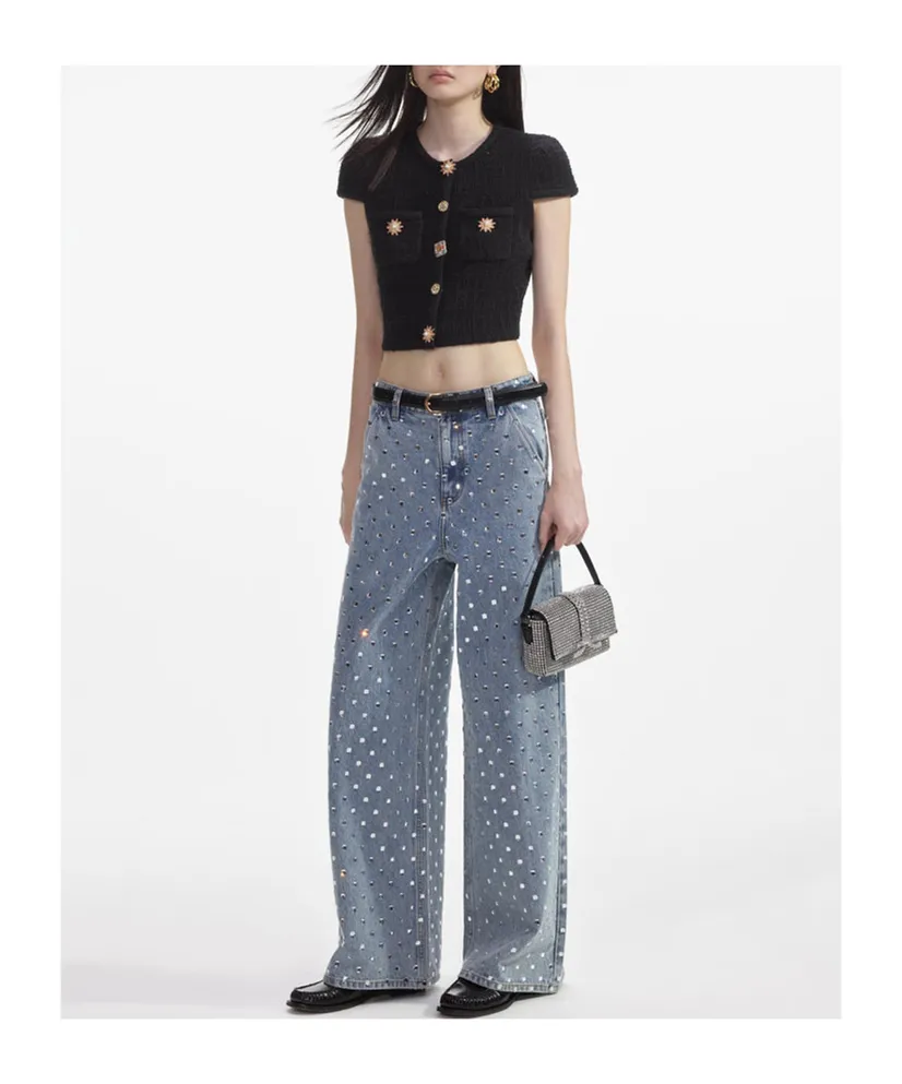 Self-Portrait Embellished Knitted Top