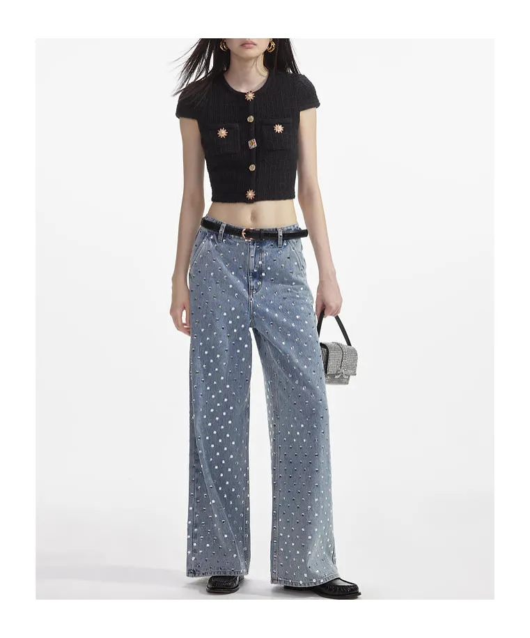 Self-Portrait Embellished Knitted Top