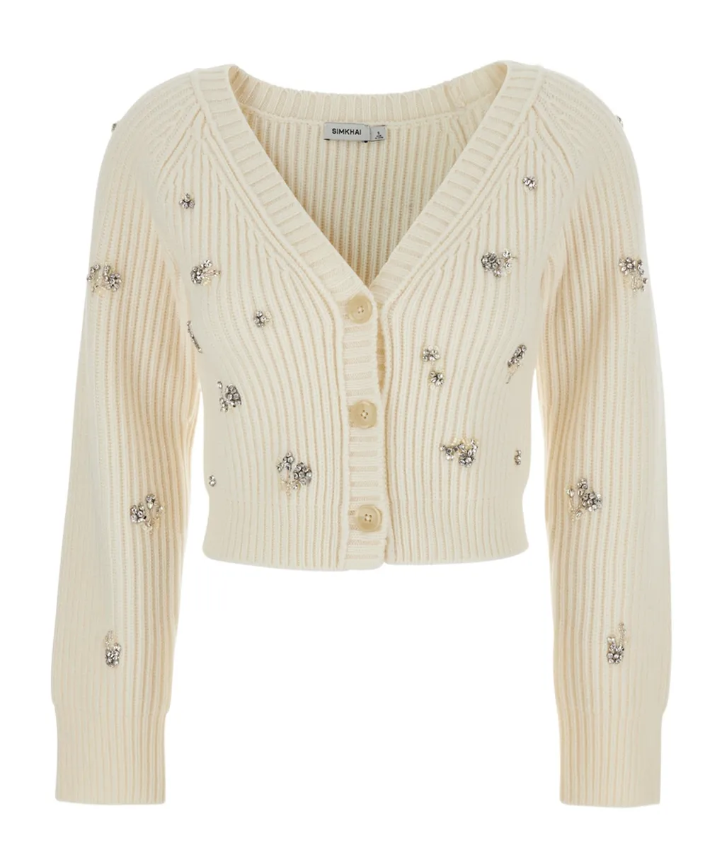 Simkhai Rhinestoned Cropped Cardigan