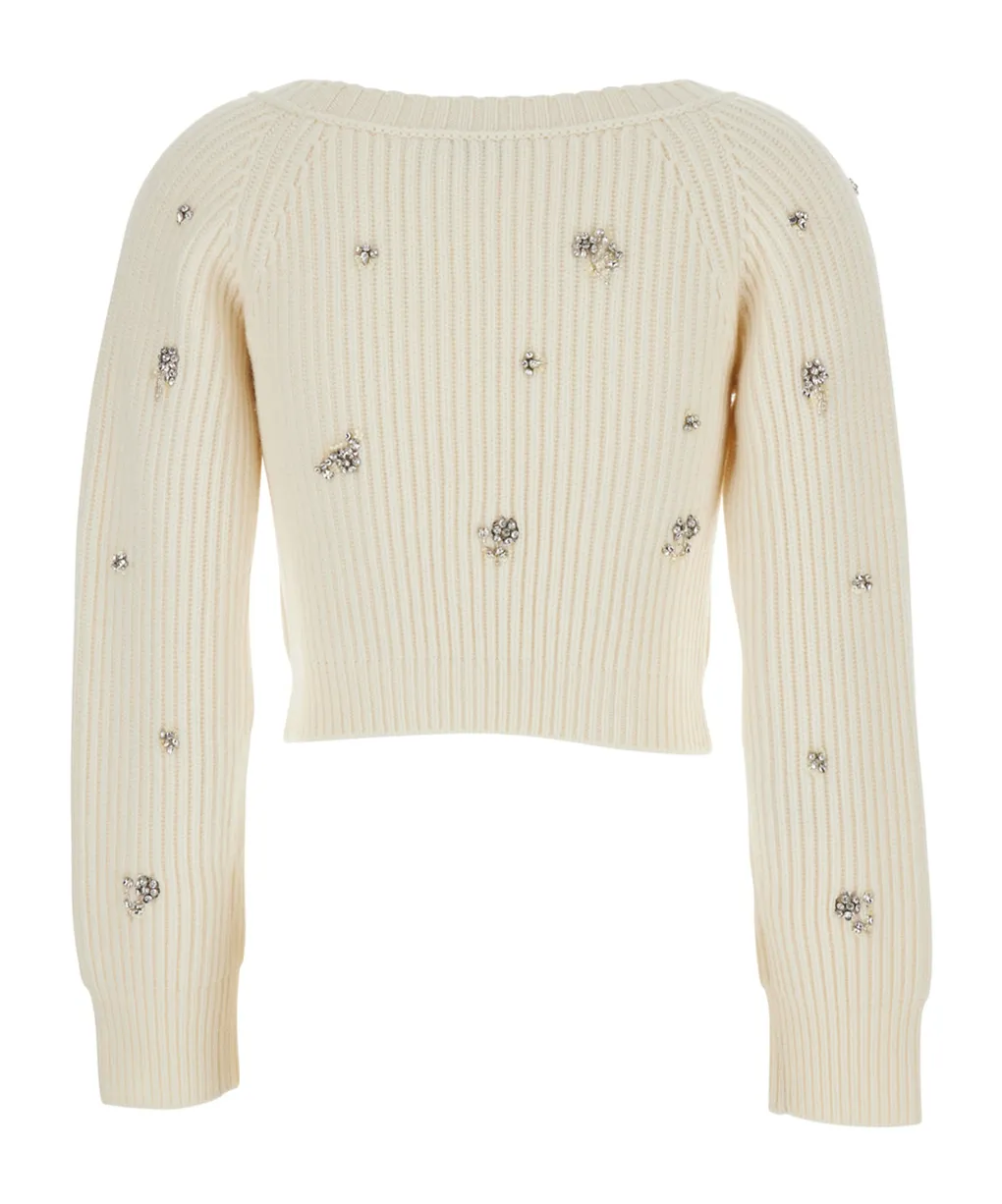 Simkhai Rhinestoned Cropped Cardigan