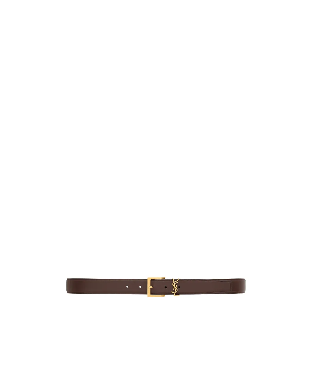 Saint Laurent Cassandre Logo Leather Belt