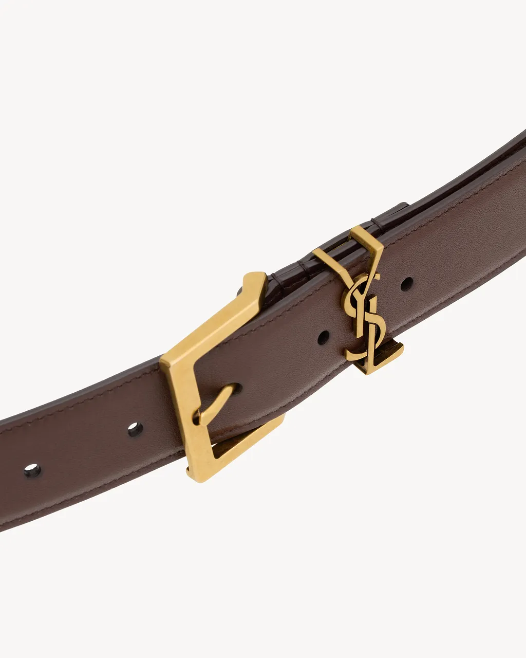 Saint Laurent Cassandre Logo Leather Belt