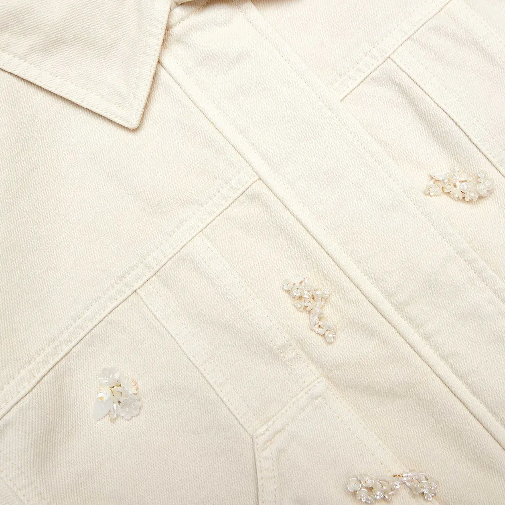 Self-Portrait Floral Beaded Denim Jacket