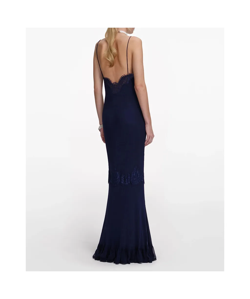 Self-Portrait Lace Georgette Maxi Dress