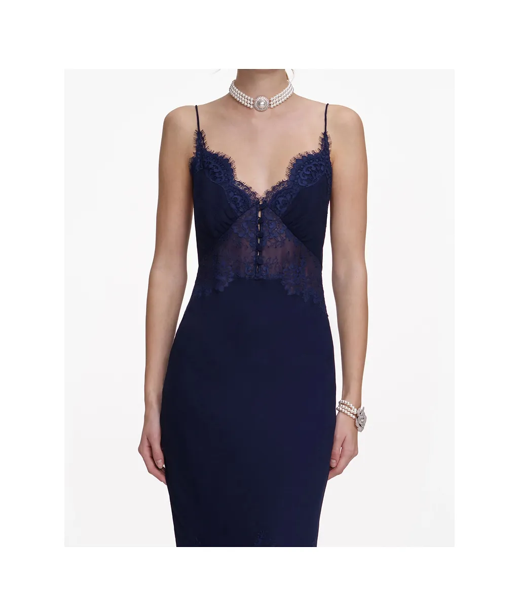 Self-Portrait Lace Georgette Maxi Dress