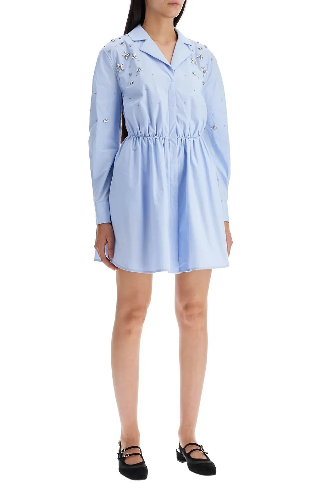 Self-Portrait Embellished Mini Shirt Dress