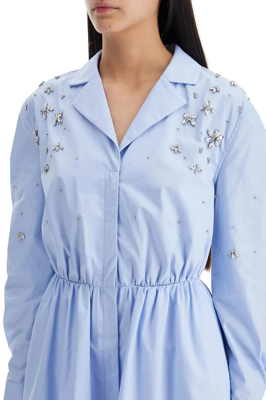 Self-Portrait Embellished Mini Shirt Dress