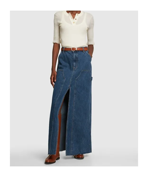 Worker Slit Denim Skirt